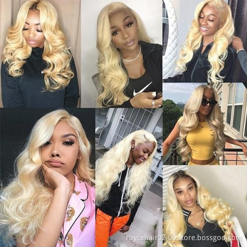 Top Quality Brazilian Hair Extensions Lace Wig Wholesale,Preplucked Raw Human Hair 613 Blonde Hair HD 13x4 Lace Frontal wig